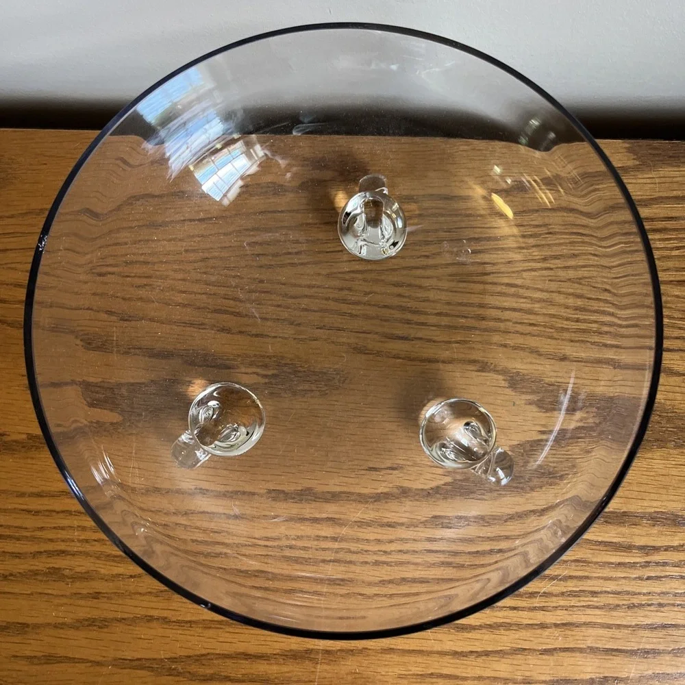 Vintage Scroll Footed Clear Glass Compote Centerpiece Bowl Lightweight Delicate